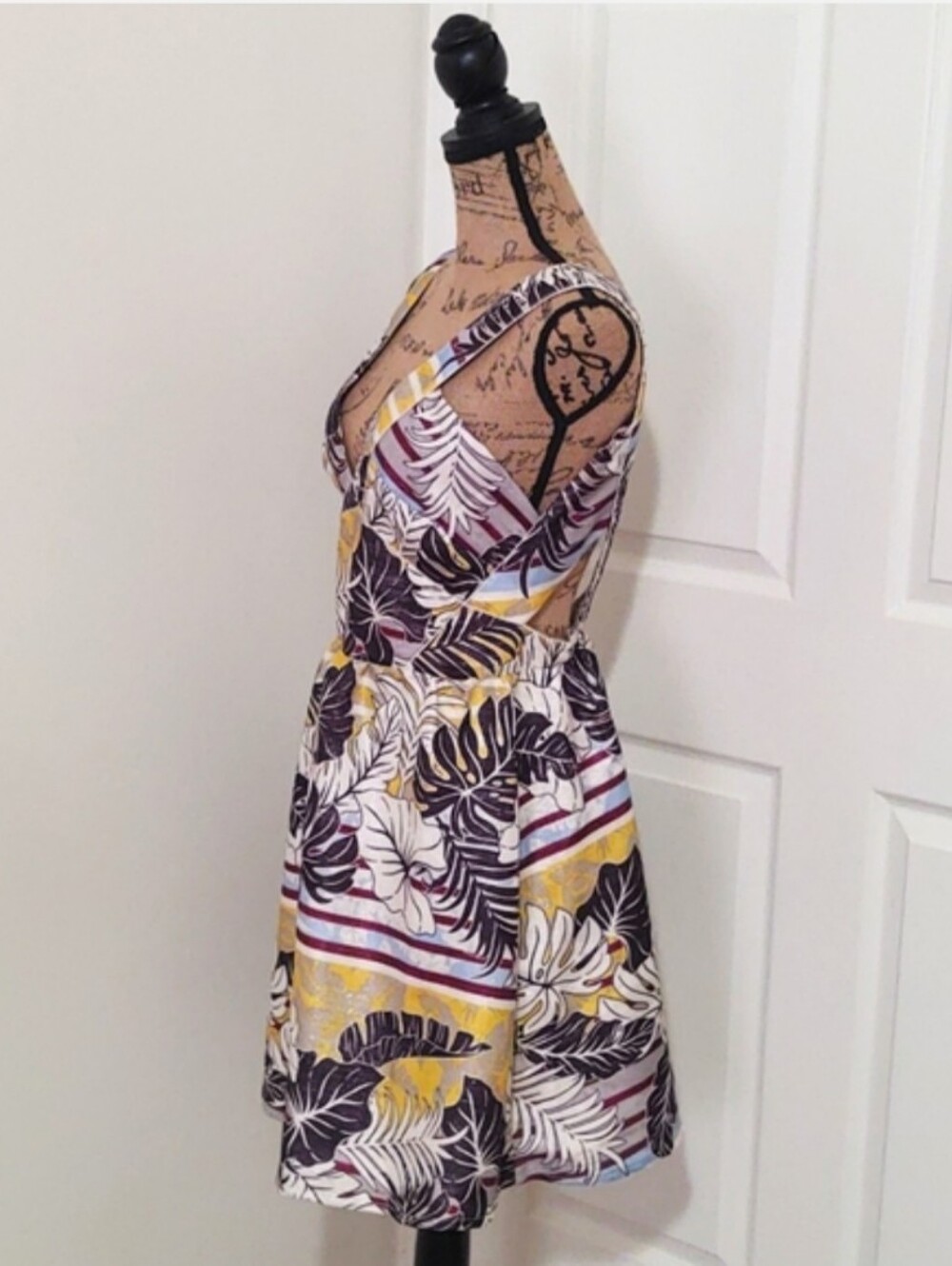 H&M Floral A-Line Sundress in White, Yellow & Navy